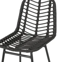 Accent Outdoor Wicker Barstools Set of 2, Hand-Wrapped Faux Rattan, Iron Frame, Assembly Required, 20.25" L x 21.75" W x 43" H, Gray(m-4)