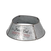 Christmas Tree Collar with Antique Silver Finish, Hammered Look, Galvanized Iron, Easy Assembly, 27.25" x 27.25" x 8.25", Silver(m-2)
