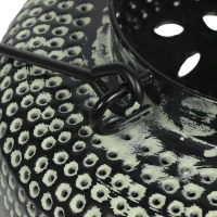 Large Indian Style Lantern with Green Patina and Black Finish, Hand-Crafted Iron, 12"L x 12"W x 15"H, Blackish Green(m-6)