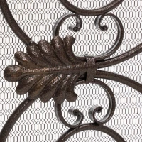 Traditional Fireplace Screen with Victorian Inspired Design, Wrought Iron with Ornate Detailing, 44.5" L x 9.75" W x 35" H, Black+Gold(m-7)