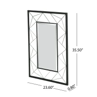 Full Length Rectangle Wall Mirror with Faux Wood Frame, Tempered Glass, No Assembly Required, 23.6" L x 0.8" W x 35.5" H, Clear(m-3)