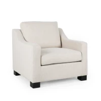 Accent Upholstered Club Chair with Contemporary Design, Sloped Arms and Birch Wood Legs, 33.75" L x 33.5" W x 32" H, Beige(m-2)