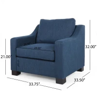 Accent Upholstered Club Chair with Contemporary Design, Sloped Arms and Birch Wood Legs, 33.75" L x 33.5" W x 32" H, Navy Blue(m-3)