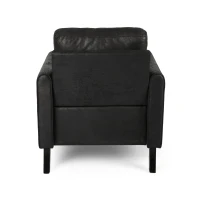 Contemporary Club Chair with Plush Microfiber Cushions, Low Profile Design, Birch Wood Frame, 31" L x 33.25" W x 35" H, Black(m-9)