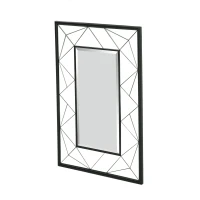 Full Length Rectangle Wall Mirror with Faux Wood Frame, Tempered Glass, No Assembly Required, 23.6" L x 0.8" W x 35.5" H, Clear(m-6)