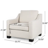 Accent Upholstered Club Chair with Contemporary Design, Sloped Arms and Birch Wood Legs, 33.75" L x 33.5" W x 32" H, Beige(m-3)