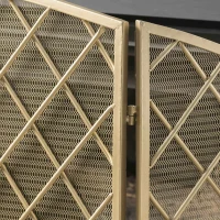 Modern Single Panel Iron Fireplace Screen with Durable Iron Frame, Rustproof Solid Free Standing Fire, 53.2" L x 1.7" W x 32" H, Gold(m-5)