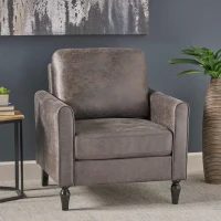 Contemporary Club Chair with Plush Microfiber Cushions, Low Profile Design, Birch Wood Frame, 31" L x 33.25" W x 35" H, Slate(m-1)