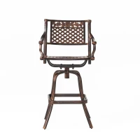 Retro style Outdoor Cast Aluminum Bar Stool with 29.5" Seat Height, Outdoor Weather-Resistant, Rust-Resistant Stainless Steel Hardware, Copper(m-8)