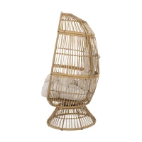 Vinsetto Wicker Outdoor Patio Swivel Egg Chair with Basket Shape Design and Water-Resistant Cushions, 30.5" L x 28" W x 58" H, Natural(m-8)