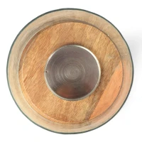 Boho Handcrafted Mango Wood Hurricane Candle Holder with Tempered Glass Cover and Metal Accents, 6.75" x 6.75" x 9.5", Natural(m-6)