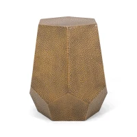 Modern Hammered Iron Geometric Side Table, No Assembly Required, 20.5" L x 19.5" W x 22.75" H, Gold(m-2)