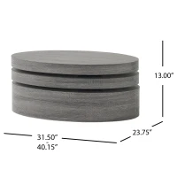 Vinsetto Modern Rotating Coffee Table with 3-Layer Oval Design and Swivel Top, Sturdy Plywood Construction, 31.5" x 23.75" x 13", Black(m-3)