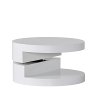 Modern Rotating Coffee Table with 2 Circular Swivel Levels, High Gloss Finish, 23.6" x 23.6" x 13", White