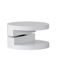 Modern Rotating Coffee Table with 2 Circular Swivel Levels, High Gloss Finish, 23.6" x 23.6" x 13", White(m-2)
