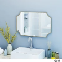 Modern Glam Wall Mirror with Stainless Steel Frame, No Assembly Required, 36" L x 23.81" W x 0.75" H, Gold(m-1)