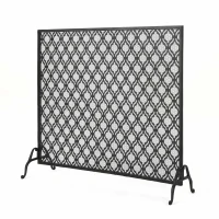 Modern Single Panel Iron Fireplace Screen with Durable Iron Frame, Rustproof Solid Free Standing Fire, 39.5" L x 11.25" W x 35" H, Black(m-2)