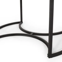 Modern Industrial Fir Wood Nested Coffee Table Set, 3-Piece with Powder-Coated Iron Frames and Wire-Brushed Tabletops, 31.5"x31.5"x18.5", Black(m-9)