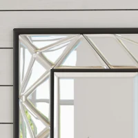 Full Length Rectangle Wall Mirror with Faux Wood Frame, Tempered Glass, No Assembly Required, 23.6" L x 0.8" W x 35.5" H, Clear(m-4)