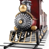 Dark Red Metal Train with Three Cars Decor, Collectible Model with Storage, 37.25"x7.6"x11", Red(m-7)