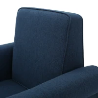 Contemporary Club Chair with Fabric Upholstery and Birch Wood Legs, 30.75"L x 28.75"W x 33"H, Navy Blue(m-5)