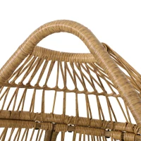 Outdoor Teardrop Wicker Patio Chair with Water-Resistant Cushions, Hand-Crafted Faux Rattan, 37" L x 28" W x 62" H, Natural(m-5)