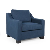 Accent Upholstered Club Chair with Contemporary Design, Sloped Arms and Birch Wood Legs, 33.75" L x 33.5" W x 32" H, Navy Blue(m-2)