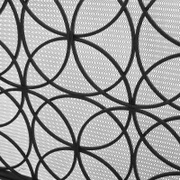 Stylish Single Panel Iron Fireplace Screen with Durable Iron Frame, Modern Overlapping Circle Design, 41.1" L x 9.25" W x 31.1" H, Black(m-7)