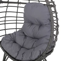 Vinsetto Indoor Teardrop Wicker Chair with Water-Resistant Cushions, Hand-Crafted Faux Rattan and Iron Frame, 38.5" L x 29.5" W x 58" H, Gray(m-7)