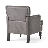 Modern Accent Tufted Club Chair with Rivet Design and Birch Wood Legs, Button Tufted Diamond Stitch, 28" L x 31.75" W x 35" H, Slate(m-11)