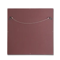 Boho Style Handcrafted Square Wall Mirror with Leather Frame and Gold Embossing, 23"x23", Black+Gold(m-7)