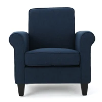 Contemporary Club Chair with Fabric Upholstery and Birch Wood Legs, 30.75"L x 28.75"W x 33"H, Navy Blue(m-9)