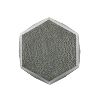 Modern Hammered Iron Geometric Side Table, No Assembly Required, 20.5" L x 19.5" W x 22.75" H, Antique Silver(m-7)