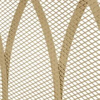 Modern Iron Fire Screen with Single Panel Design and Fine Mesh, Geometric Pattern, and Easy Assembly, 39.75" L x 8" W x 32.25" H, Gold(m-6)