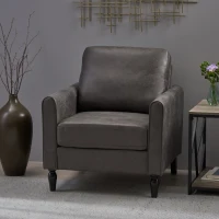 Contemporary Club Chair with Plush Microfiber Cushions, Low Profile Design, Birch Wood Frame, 31" L x 33.25" W x 35" H, Slate(m-4)