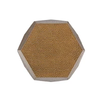 Modern Hammered Iron Geometric Side Table, No Assembly Required, 20.5" L x 19.5" W x 22.75" H, Gold(m-6)