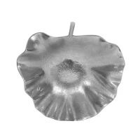 Modern Aluminum Decorative Leaf Plate, Handmade Design, Antique Nickel Finish, 15" L x 14" W x 3" H, Silver(m-9)