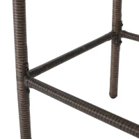 Outdoor Wicker Barstools Set of 2, Faux Rattan with Metal Frame, Weather Resistant, 24.8" L x 24.35" W x 46.5" H, Brown(m-7)
