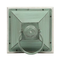Handcrafted Mango Wood Decorative Lantern with Tempered Glass Panels, Coastal Finish, and Iron Handle, 10.25" L x 10.25" W x 24.5" H, White+Green(m-6)
