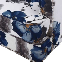 Retro style Tufted Club Chair with Birch Wood Legs, Button Tufted Diamond Stitch, Nailhead Accents, 28.75" L x 32" W x 34.5" H, White+Blue(m-7)