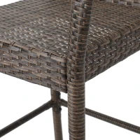 Outdoor Wicker Barstools Set of 2, Faux Rattan with Metal Frame, Weather Resistant, 24.8" L x 24.35" W x 46.5" H, Brown(m-6)