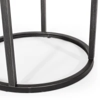 Vinsetto Modern Industrial Fir Wood Nested Coffee Table Set, 3-Piece with Powder-Coated Iron Frames and Wire-Brushed Tabletops, 31.5"x31.5"x18.5", Black+Silver(m-9)