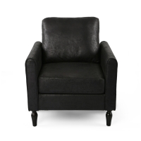 Contemporary Club Chair with Plush Microfiber Cushions, Low Profile Design, Birch Wood Frame, 31" L x 33.25" W x 35" H, Black