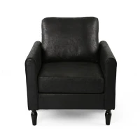 Contemporary Club Chair with Plush Microfiber Cushions, Low Profile Design, Birch Wood Frame, 31" L x 33.25" W x 35" H, Black(m-2)