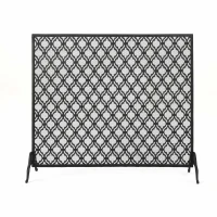 Modern Single Panel Iron Fireplace Screen with Durable Iron Frame, Rustproof Solid Free Standing Fire, 39.5" L x 11.25" W x 35" H, Black(m-10)