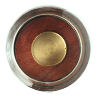 Boho Handcrafted Mango Wood Hurricane Candle Holder with Tempered Glass Cover and Metal Accents, 7.25" x 7.25" x 12", Brown(m-6)