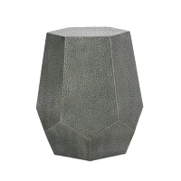 Modern Hammered Iron Geometric Side Table, No Assembly Required, 20.5" L x 19.5" W x 22.75" H, Antique Silver(m-2)