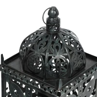 Handcrafted Iron Decorative Lantern with Black Patina Finish, Vintage Shabby Chic Design, 6.75" x 6.75" x 15.5", Black(m-6)