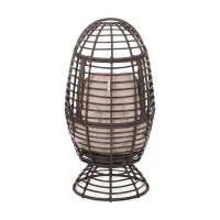 Wicker Outdoor Patio Swivel Egg Chair with Basket Shape Design and Water-Resistant Cushions, 30.5" L x 28" W x 58" H, Black(m-10)