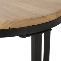 Modern Industrial Fir Wood Nested Coffee Table Set, 3-Piece with Powder-Coated Iron Frames and Wire-Brushed Tabletops, 31.5"x31.5"x18.5", Black(m-7)